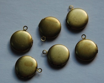 Vintage Raw Brass Round Lockets 13mm (6) lkt002D