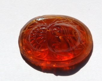 Vintage Light Brown Scarab Glass Cabochon (1) cab319NN