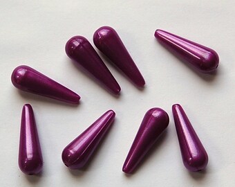 Vintage Acrylic Metalic Purple Moonglow Teardrop Beads sm bds094A