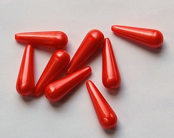 Vintage Acrylic Metalic Orange Moonglow Teardrop Beads sm bds094