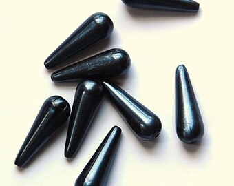 Vintage Acrylic Metalic Gray Blue Moonglow Teardrop Beads sm bds094B