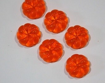 Vintage Tangerine Orange Swirled Flower Like Acrylic Cabochon 13mm cab383A