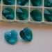 Vintage Aqua Blue Faceted Glass Heart Bead Charms Austria chr111