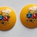 Vintage Yellow Floral Domed Cabochons 28mm cab760K