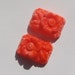 Vintage Pressed Glass Orange Flower Cabochon cab359