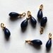 Vintage Blue Glass Teardrop with Gold Bead Drops Japan drp048