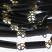 Vintage Black Glass Beaded Brass Link chain Japan chn047
