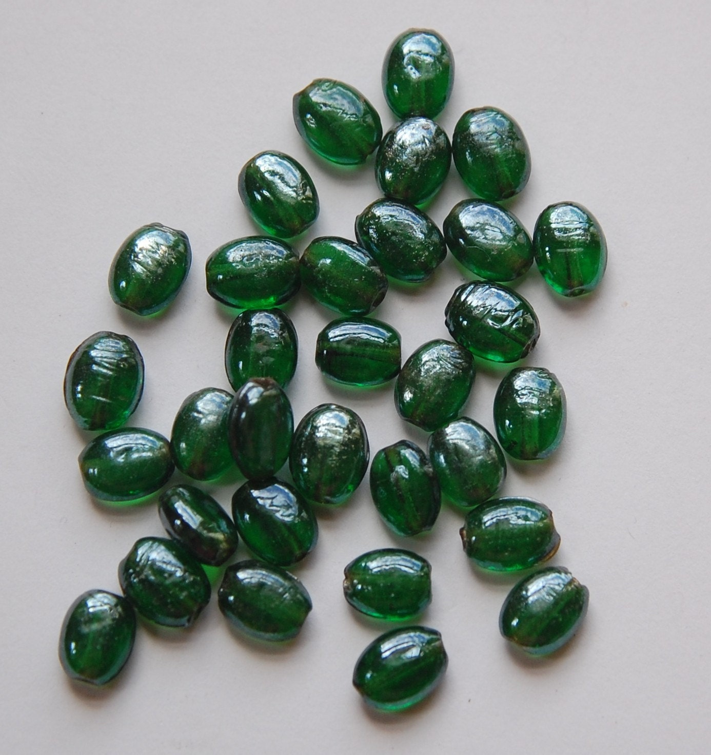 Vintage Green AB Iridescent Glass Beads bds429