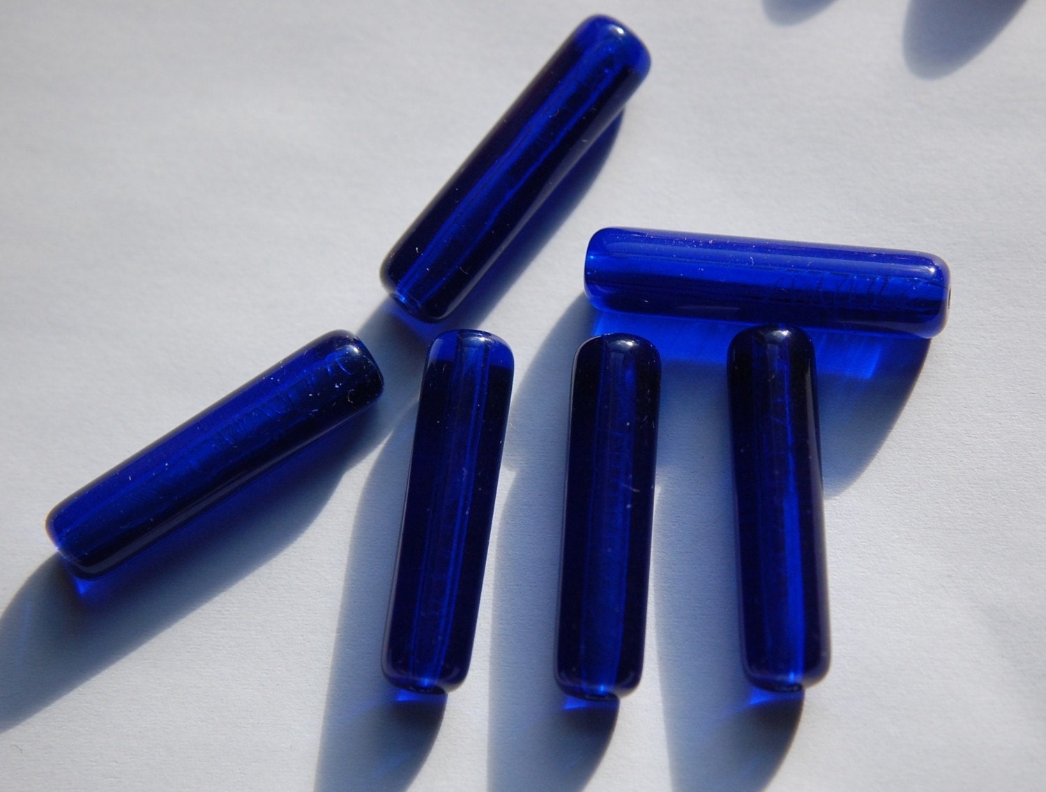 Vintage Translucent Blue Plastic Tube Beads bds818A