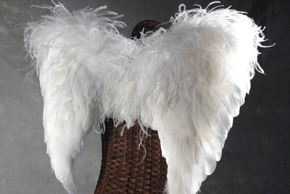 Items similar to curly ostrich feather ANGEL WINGS handmade by the ...