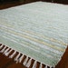 Rag Rug, Sage Green Yellow Handwoven Eco-Friendly Upcycled / MirandasLoom