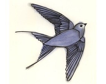 Bird art - 4 for 3 SALE The Blue Bird of Happiness (5.8 X 8.3 print)