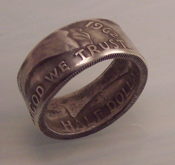 Silver coin ring Franklin Half Dollar year 1962 size 12 nice gift for ...