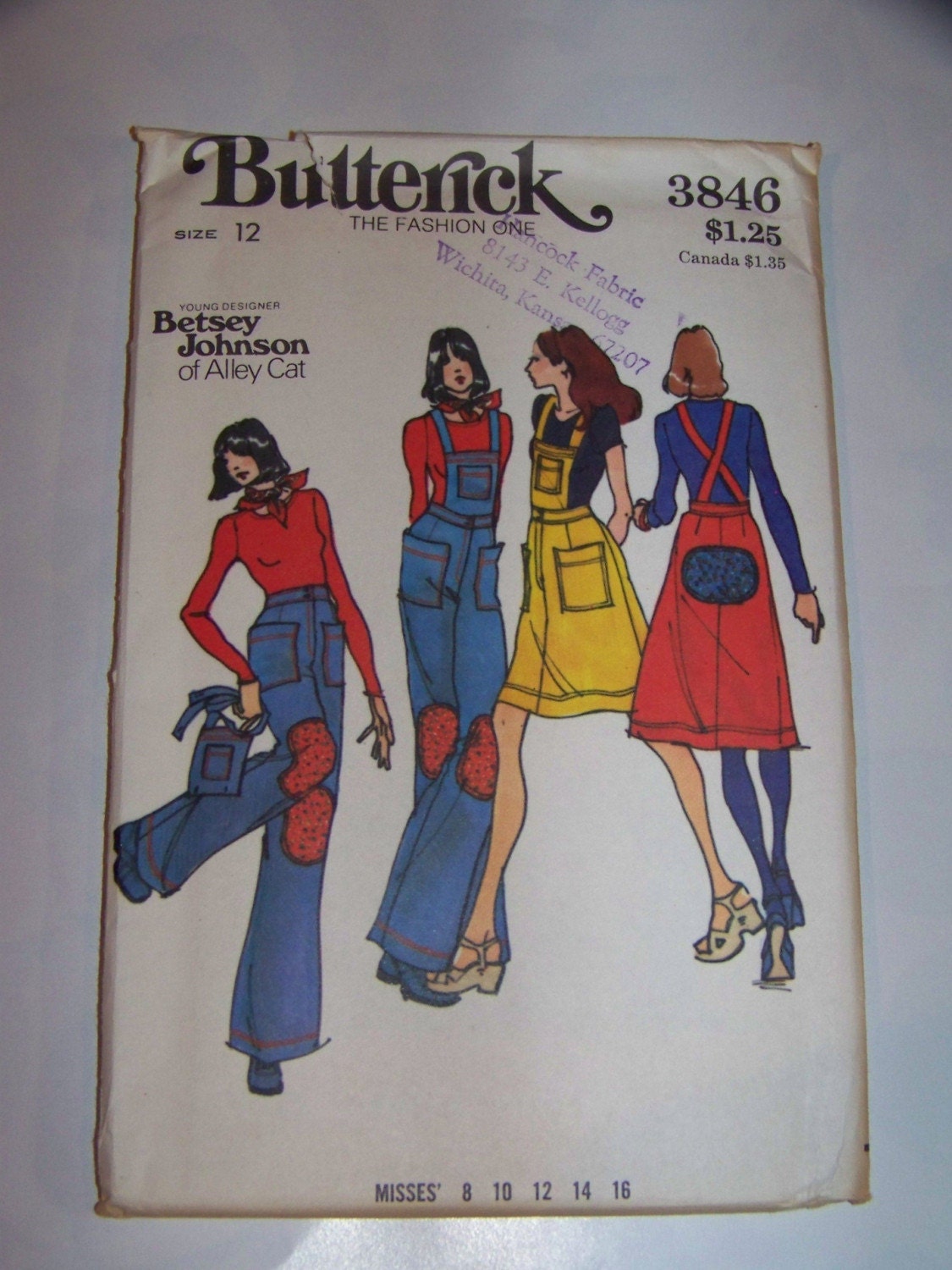 Betsey Johnson Alley Cat Vintage 70s Butterick 3846 Pattern 1067