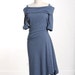 Denim Blue Stripe Off Shoulder Twisted Drape Dress