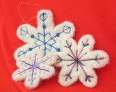 Needle Felted Snowflakes - Set of 3 ornaments