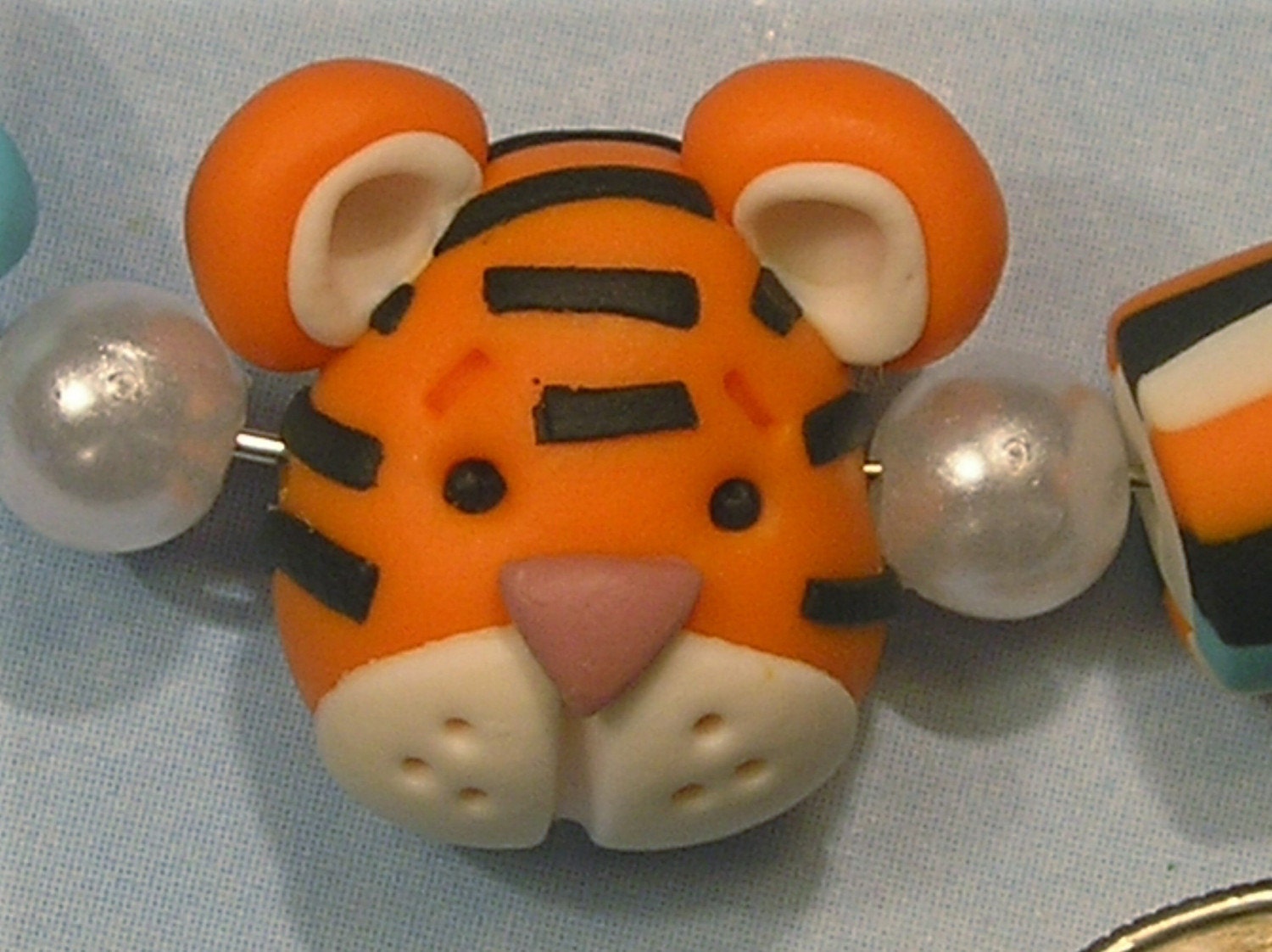 Polymer Clay Tiger Face Bead