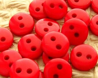 9mm Red Buttons - Set of 20 - Tiny Cherry Red Plastic Buttons 9mm