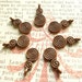 Charms / Pendants - Set of 7 - Antique Copper Finish Curlicue Charms - Dual Sided