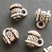 Jewelry Supplies - Pendant Bails - Set of 8 - For Cord or Ribbon - Pendant Hanger - Antique Silver