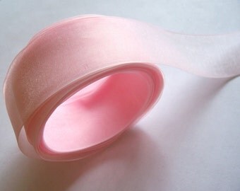 Sheer Pink Ribbon, Baby Pink Organza Ribbon 1 1/2 inches wide x 5 yards