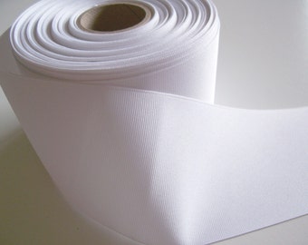 Wide White Ribbon, White Grosgrain Ribbon 3 inches wide x 3 yards, SECOND QUALITY FLAWED