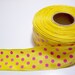 Yellow Pink Polka Dot Wired Ribbon 1 1/2 inches wide x 7 yards SECOND QUALITY FLAWED Clearance