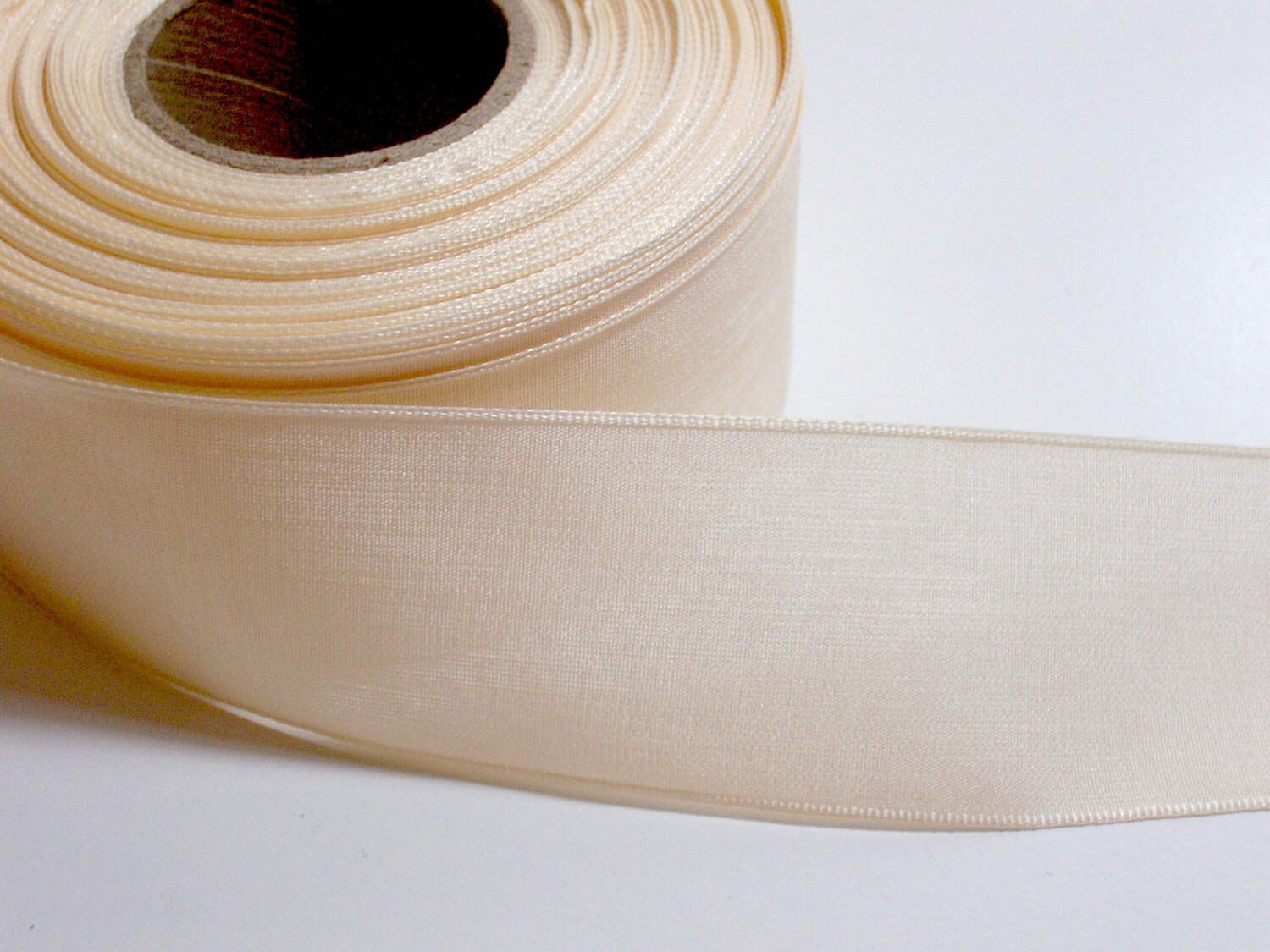 Ivory Ribbon Cream Woven Polyester Ribbon 1 1/2 inches wide x