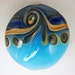 Transparent Blue and Alabaster Turquoise Handmade Lampwork Lentil Focal Bead Swirled with Silver Glass Designs SRA ISGB LE
