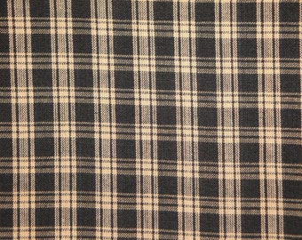 Black Plaid Fabric | Cotton Homespun Fabric | Basic Plaid Homespun Fabric | Rag Quilt Fabric | 1 Yard