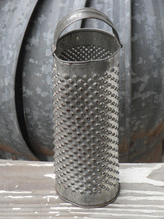 Vintage Tin Round Grater 8 Inches Tall