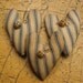 Vintage Blue Ticking Hearts - Bowl Filler- Cupboard Tuck - Package Trim - Holiday Home Decor - Ornament - SET OF 3