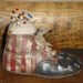 Vintage Hard Sole Baby Shoe Americana Pin Keep Handpainted With Rusty Star