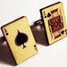 Ace and King of spades vintage style playing cards on silver cufflinks in FREE gift box