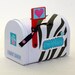 RESERVED Valentine's Day Mailbox Mail Box Zebra Print With Blue Accents