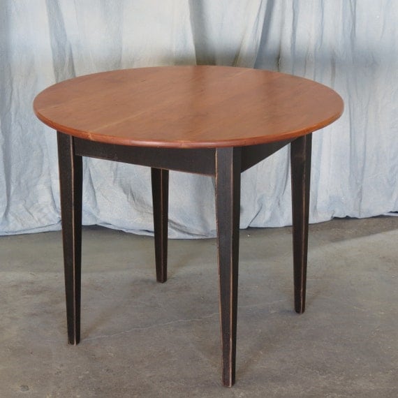Round Cherry Dining Table with Painted Base by ShakaStudios