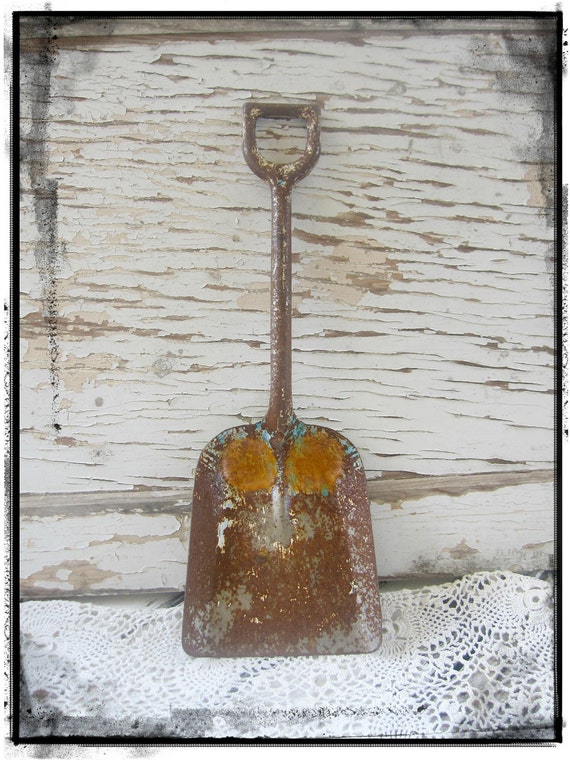 Vintage Toy Shovel Beach Sand Metal Rusty by SweetLibertyBarn