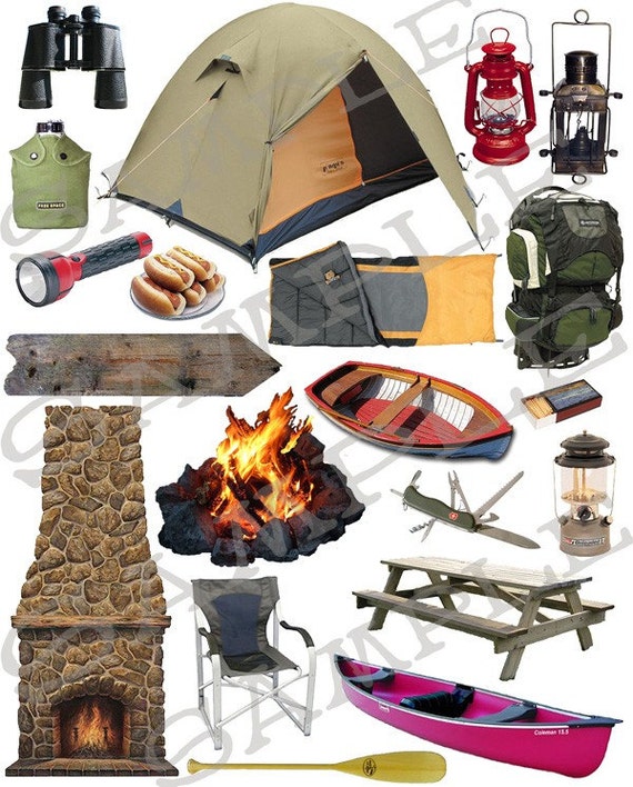 Camping Items Collage Sheet 1cc by siefert2 on Etsy