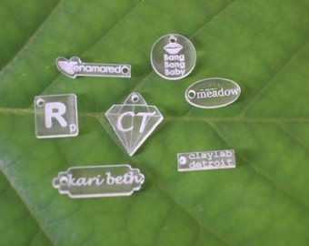 Acrylic Jewelry Tags - Custom Laser Cut and Engraved With Your Logo or Initials