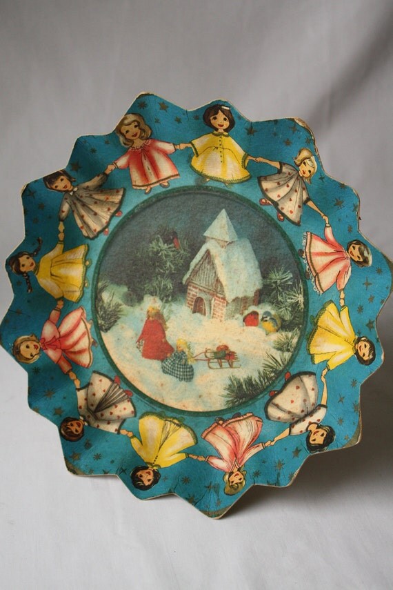 German Christmas Blue Paper Plate Rosette Christmas