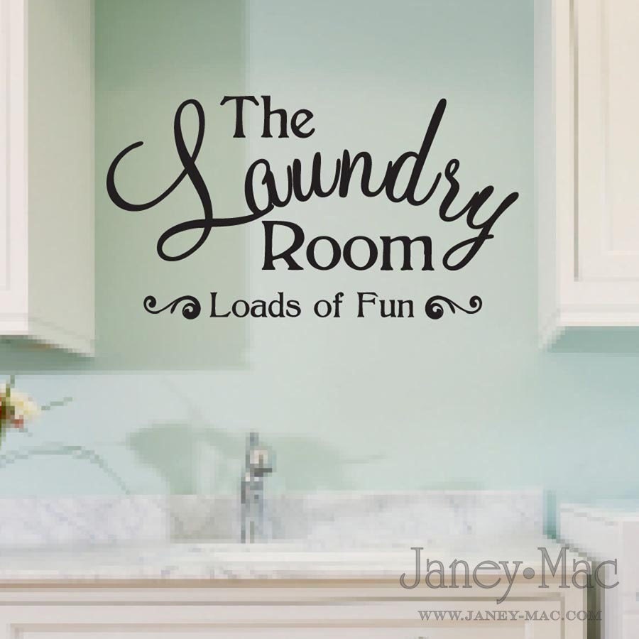 Laundry Room Wall  Decal  Quote  Loads of Fun Sticker Vinyl