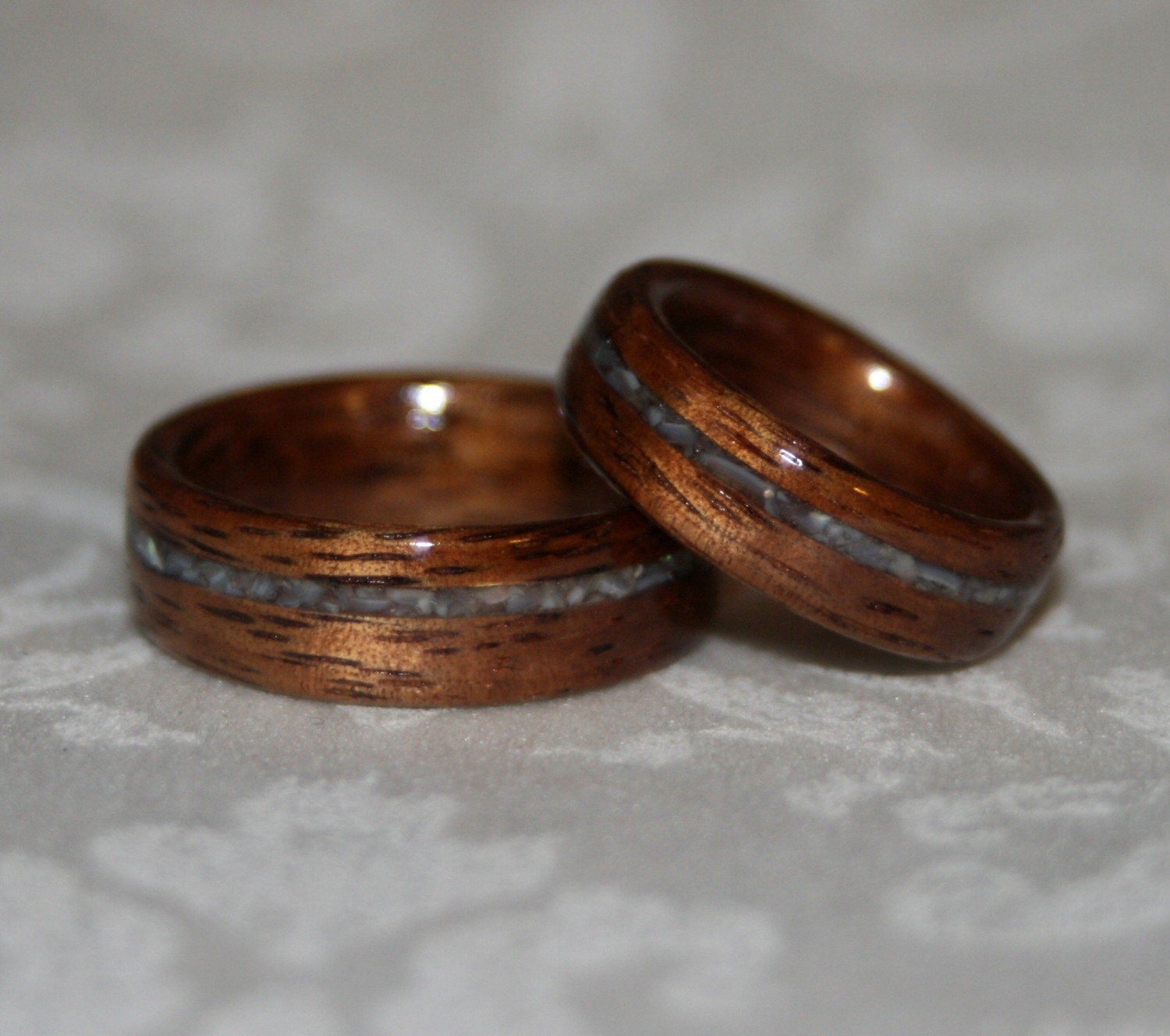 Set Of Custom Wood Wedding Bands With Crushed Stone Inlay   Il Fullxfull.154258926 