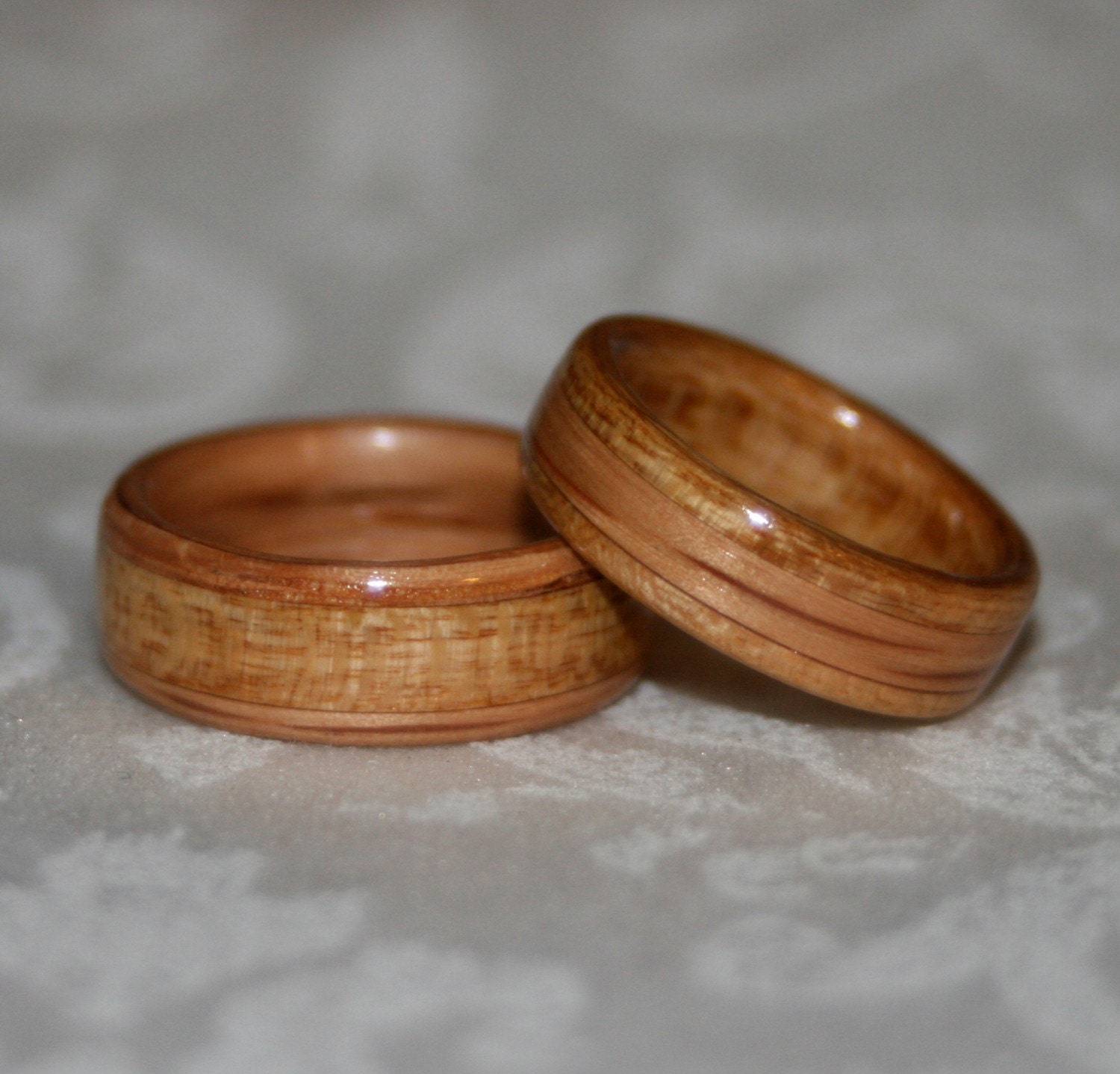  Wood  Wedding  Bands  with Inlay Bent wood  method Custom Pair