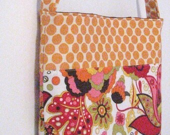 Cross-body Messenger bag . Mirabelle and Amy Butler Dot . small messenger bag . hip bag . adjustable messenger strap