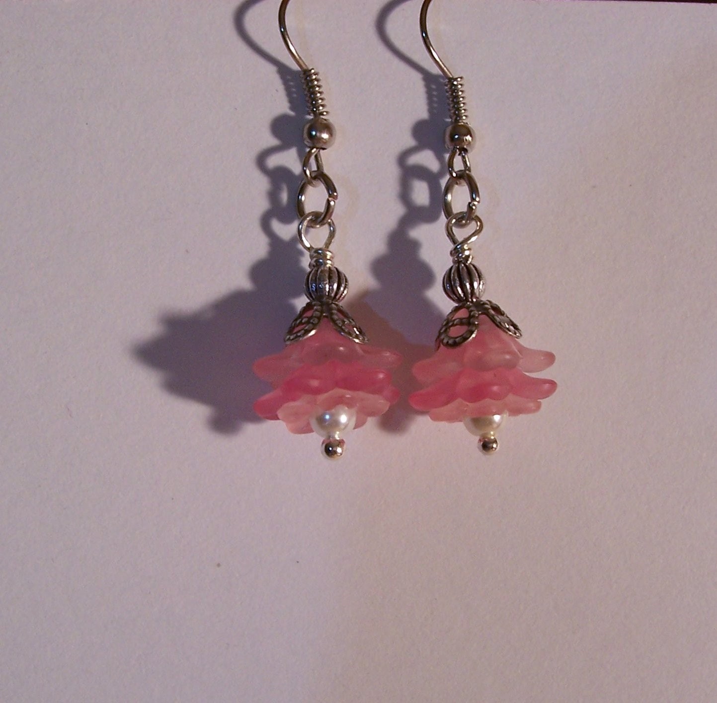 Pink Flower earrings by DianasPaintedDezigns on Etsy