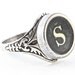 Letter S Antique Typewriter Oak Leaf Ring - Fully Adjustable