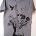 NEW Blooming flowering Electric Guitar with birds on SMALL Slate American Apparel