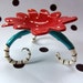 Ceramic Red & Turquoise candle holder for your Dr Seuss decor