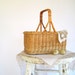 SALE Vintage Wicker Wine Basket Tote