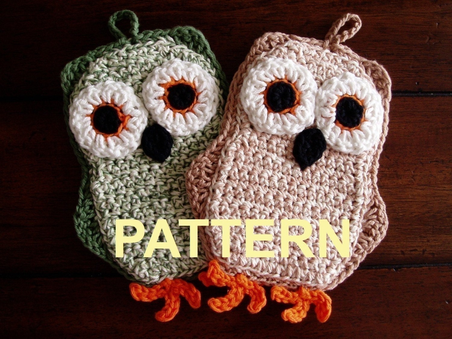 crochet etsy owl pattern Little Potholder PDF Funky by GypsyThicketStudio Crochet Owl